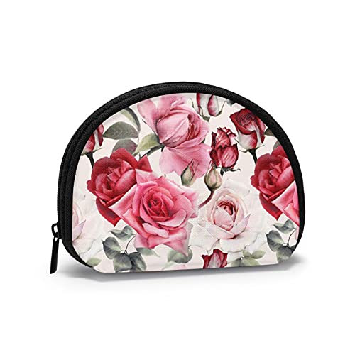 Aquarell Rose, Brieftasche Shell Make-up Tasche Frauen Aufbewahrungstasche Kleine Geldbörse Shell Wechseltasche von XqmarT