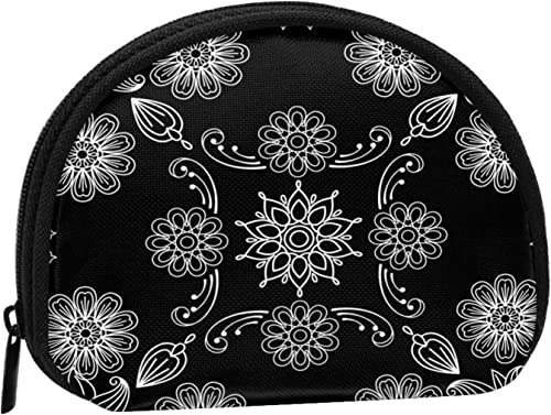 Bandana-Druck mit Schwarz und Weiß, Geldbörse, Make-up-Tasche, Damen-Aufbewahrungstasche, kleine Münzbörse, Münztasche von XqmarT