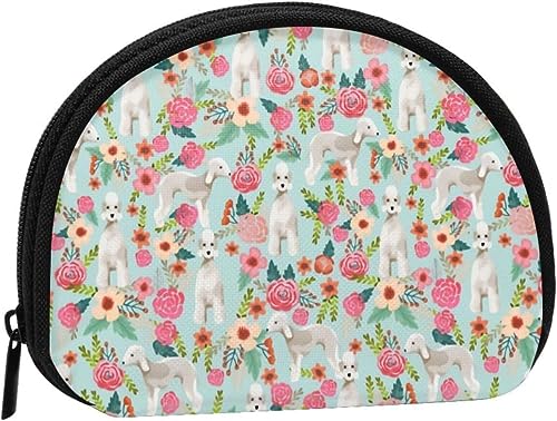 Bedlington Terrier Florals, Brieftasche Shell Make-up-Tasche Damen Aufbewahrungstasche Kleine Münzbörse Shell Kleingeldbeutel von XqmarT