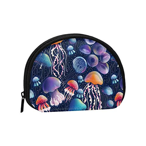 Bright Jellyfish, Geldbörse, Muschel-Make-up-Tasche, Damen-Aufbewahrungstasche, kleine Geldbörse, Muschel-Wechseltasche von XqmarT