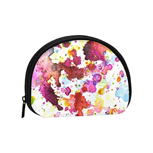 Bunte Aquarell-Spritzer, Geldbörse, Muschel, Make-up-Tasche, Damen-Aufbewahrungstasche, kleine Geldbörse, Muschel-Wechseltasche von XqmarT