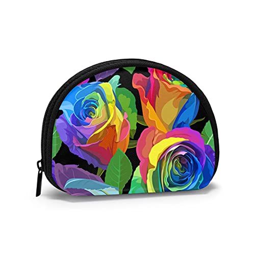 Bunte Rosen, Geldbörse, Muschel, Make-up-Tasche, Damen-Aufbewahrungstasche, kleine Geldbörse, Muschel-Wechseltasche von XqmarT