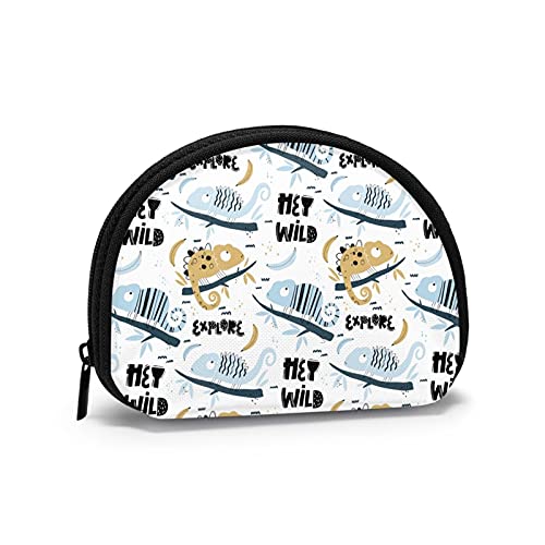 Cartoon Chamäleon, Brieftasche Shell Make-up Tasche Frauen Aufbewahrungstasche Kleine Geldbörse Shell Wechseltasche von XqmarT