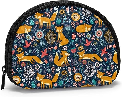 Foxy Pattern Dark, Brieftasche Shell Make-up-Tasche Damen Aufbewahrungstasche Kleine Geldbörse Shell Change Pouch von XqmarT