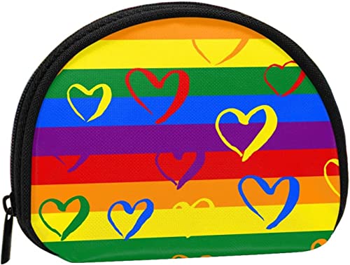 Gay Pride Regenbogenfarbene Herzen, Portemonnaie Shell Make-up-Tasche Damen Aufbewahrungstasche Kleine Münzbörse Shell-Wechseltasche von XqmarT