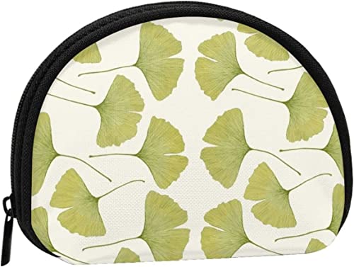 Grüne Ginko-Blätter, Geldbörse, Muschel-Make-up-Tasche, Damen-Aufbewahrungstasche, kleine Geldbörse, Muschel-Wechseltasche von XqmarT