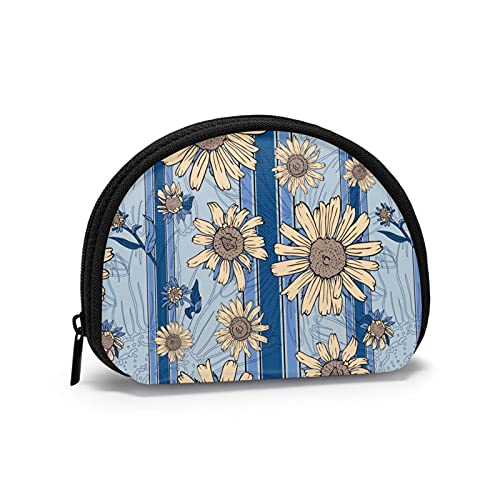 Handbemalte Sonnenblume, Portemonnaie Muschel Schminktasche Damen Aufbewahrungstasche Kleine Geldbörse Muschel Wechseltasche von XqmarT