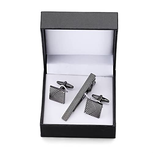 Hochwertige Krawattenklammer, exquisit geschnitzte Manschettenknöpfe, Saxophon-Kristall-Manschettenknöpfe, Krawattenklammer, schwarzes quadratisches Box-Set (Metallic-Farbe: 5) () von XqmarT