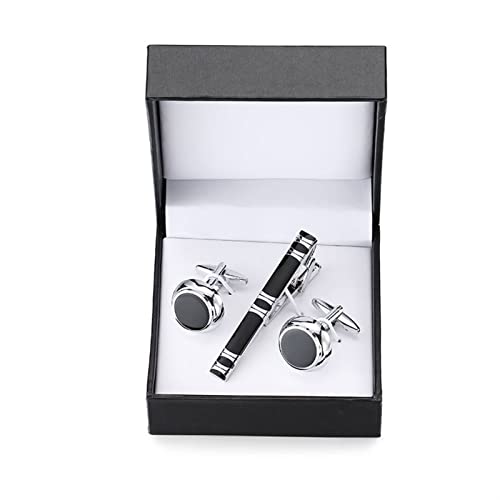 Hochwertige Krawattenklammer, exquisit geschnitzte Manschettenknöpfe, Saxophon-Kristall-Manschettenknöpfe, Krawattenklammer, schwarzes quadratisches Box-Set (Metallic-Farbe: 5) () von XqmarT