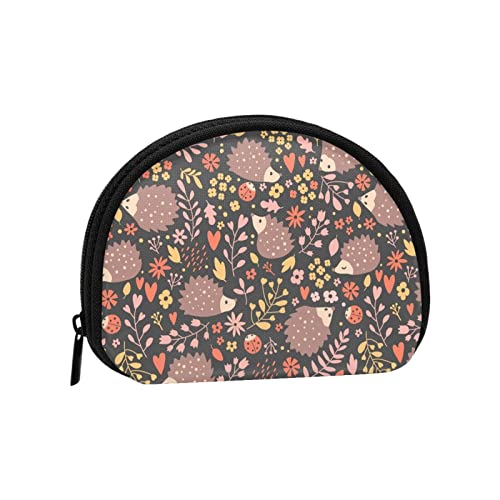 Igel und Blumen, Geldbörse, Muschel-Make-up-Tasche, Damen-Aufbewahrungstasche, kleine Geldbörse, Muschel-Wechseltasche von XqmarT