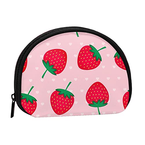 Kawaii rosa Erdbeer-Druck, Brieftasche Shell Make-up Tasche Frauen Aufbewahrungstasche kleine Münze Geldbörse Shell Wechseltasche von XqmarT