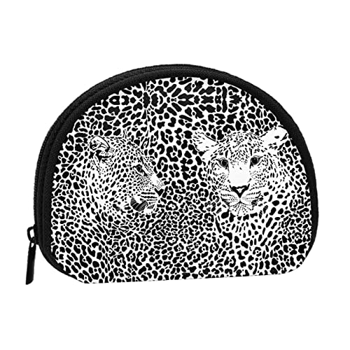 Leopard Tiger Print schwarz und weiß, Brieftasche Shell Make-up Tasche Frauen Aufbewahrungstasche kleine Geldbörse Shell Wechseltasche von XqmarT