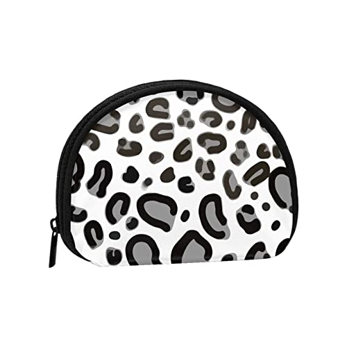 Leopardenmuster Graustufen, Brieftasche Shell Make-up-Tasche Frauen Aufbewahrungstasche Kleine Münzbörse Shell-Wechseltasche von XqmarT