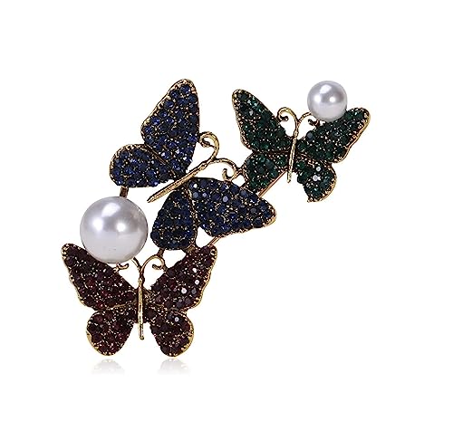 Mode Schmetterling Trend einfaches Temperament eingelegte Perlenbrosche Pin Brosche Geschenkbrosche für Frauen und Männer von XqmarT