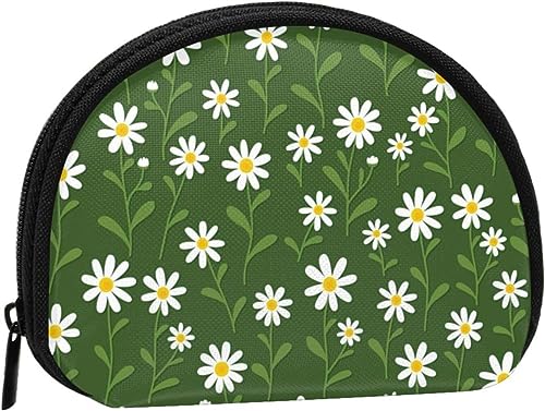 Niedlicher Gänseblümchen-Druck, Geldbörse, Muschel, Make-up-Tasche, Damen-Aufbewahrungstasche, kleine Geldbörse, Muschel-Wechseltasche von XqmarT