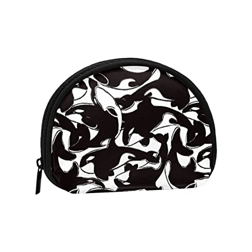 Orcas Scribble, Geldbörse, Muschel-Make-up-Tasche, Damen-Aufbewahrungstasche, kleine Münzbörse, Muschel-Wechseltasche von XqmarT