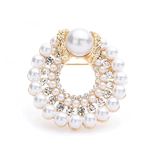 Perlen-Brosche zur Hochzeit, rund, für Damen, Geschenk für Mama (Code D1) von XqmarT