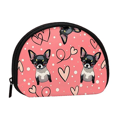 Rosa Chihuahuas, Geldbörse, Muschel-Make-up-Tasche, Damen-Aufbewahrungstasche, kleine Geldbörse, Muschel-Wechseltasche von XqmarT