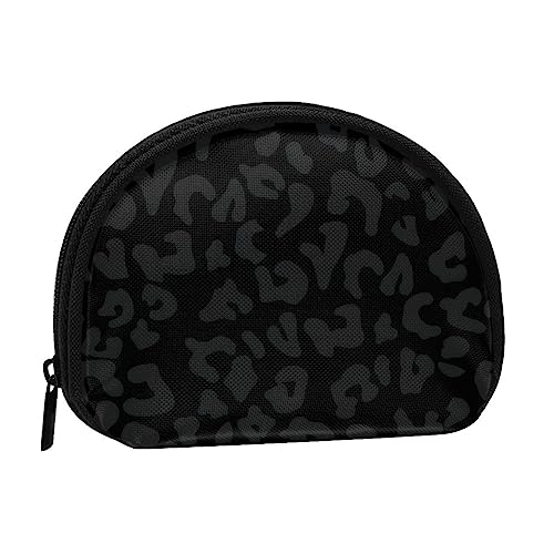 Schwarzer Leoparden-Print, schwarzer Tier-Print, Portemonnaie, Make-up-Tasche, Damen-Aufbewahrungstasche, kleine Geldbörse, Muschel-Wechseltasche von XqmarT