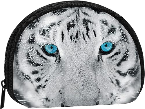 Schwarzer weißer Tiger, Geldbörse, Muschel, Make-up-Tasche, Damen-Aufbewahrungstasche, kleine Geldbörse, Muschel-Wechseltasche von XqmarT