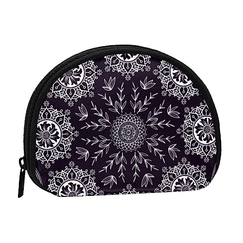 Schwarzes Mandala-Muster, Geldbörse, Muschel, Make-up-Tasche, Damen-Aufbewahrungstasche, kleine Geldbörse, Muschel-Wechseltasche von XqmarT