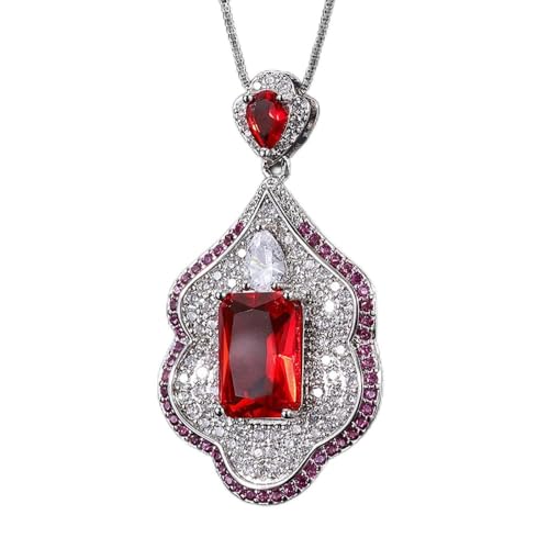 XqmarT 10 * 14mm Rubin Anhänger Halskette Damen Schmuck Accessoires Damen Geschenke (Rot) von XqmarT