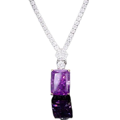 XqmarT 925 Sterling Silber 12 * 16mm Topas Amethyst Kette Anhänger Halskette Frauen Hochzeit Schmuck Geschenk (Lila) von XqmarT