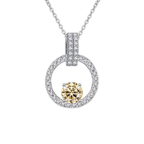 XqmarT 925 Sterling Silber Damenschmuck Moissanit-Diamant-Halskette mit Moissanit (Gelb) von XqmarT