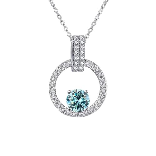 XqmarT 925 Sterling Silber Damenschmuck Moissanit-Diamant-Halskette mit Moissanit-Halskette (blau) von XqmarT