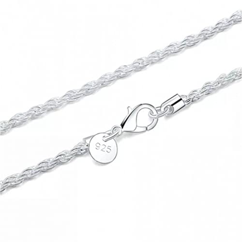 XqmarT 925 Sterling Silber Herren Edlen Schmuck 3mm Twist Seil Kette Halskette Größen 16-30 Zoll Halskette Choker () von XqmarT