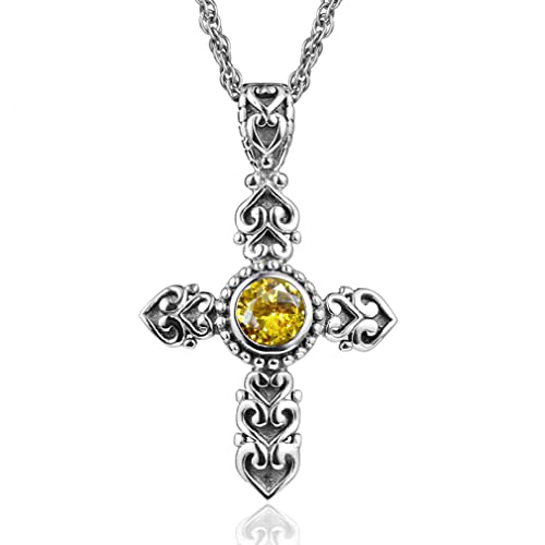 XqmarT 925 Sterling Silber Kreuz Halskette Anhänger für Frauen mit Smaragd Stein Party Edlen Schmuck Frauen Geschenke () von XqmarT