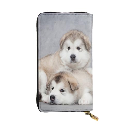 XqmarT Alaskan Malamute Welpen-Geldbörsen, große Kapazität, für Männer und Frauen, Geldbörsen, Kreditkarten, Mikrofaser-Leder-Geldbörse von XqmarT