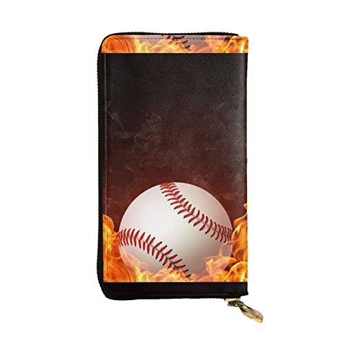 XqmarT Baseball On Fire-Geldbörsen, große Kapazität, für Herren und Damen, Geldbörsen, Kreditkarten-Geldbörse aus Mikrofaser-Leder von XqmarT