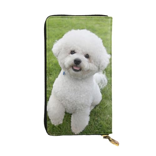 XqmarT Bichon Frise Hunde-Geldbörsen, großes Fassungsvermögen, für Herren und Damen, Geldbörsen, Kreditkarten, Mikrofaser-Leder-Geldbörse von XqmarT