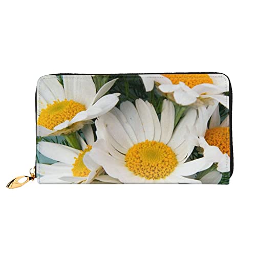 XqmarT Brieftaschen mit Blumenmuster, Gänseblümchen-Motiv, großes Fassungsvermögen, für Herren und Damen, Kreditkarten-Geldbörse aus Mikrofaser-Leder von XqmarT