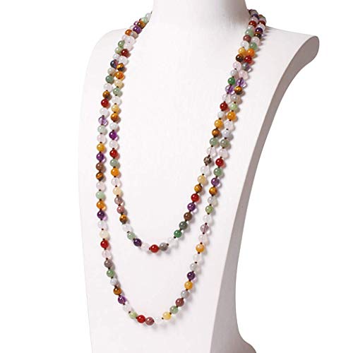 XqmarT Damen-Halskette, 8 mm Kugelperlen, gemischte Farben, Pulloverkette, 162 cm lange Perlenkette, dekorative Halskette, Damen-Choker-Halskette von XqmarT