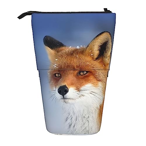 XqmarT Fox Bedrucktes Teleskop-Federmäppchen, Ständer-Stifthalter mit Reißverschluss, Make-up-Tasche, Bleistiftbeutel, Stifttasche von XqmarT