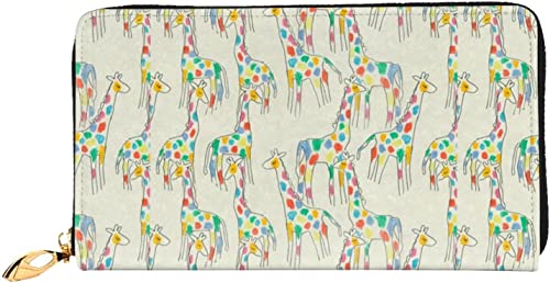 XqmarT Geldbörse mit Regenbogen-Giraffen-Motiv, großes Fassungsvermögen, für Herren und Damen, Geldbörsen, Kreditkarten-Geldbörse aus Mikrofaser-Leder von XqmarT