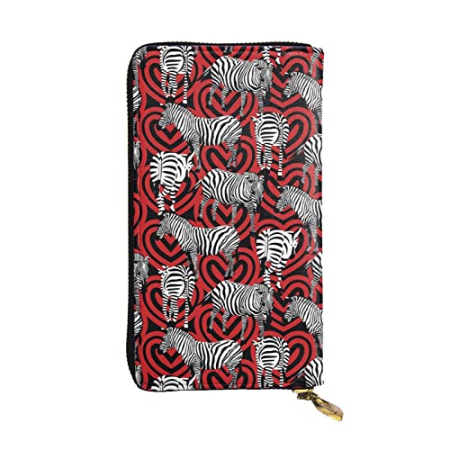 XqmarT Geldbörse mit Zebra-Motiv, rotes Herz, großes Fassungsvermögen, für Herren und Damen, Geldbörsen, Kreditkarten-Geldbörse aus Mikrofaser-Leder von XqmarT