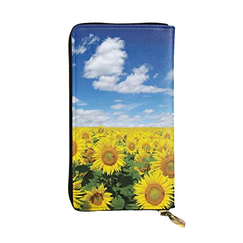 XqmarT Geldbörsen mit Sonnenblumen-Sonnenuntergang, Sonnenlicht, Landschaft, großes Fassungsvermögen, für Männer und Frauen, Geldbörsen, Kreditkarten, Mikrofaser-Leder-Geldbörse von XqmarT