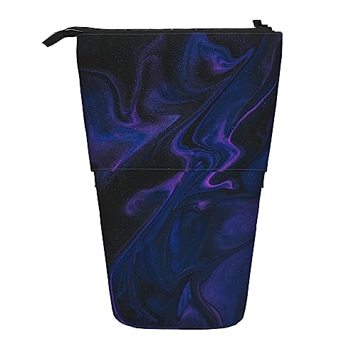 XqmarT Lila Marmor-Textur-Druck-Teleskop-Federmäppchen, Ständer-Bleistifthalter mit Reißverschluss, Make-up-Tasche, Bleistiftbeutel, Stifttasche von XqmarT