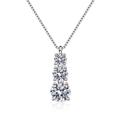 XqmarT Moissanit Anhänger Damen Herren Funkelnde Diamant Halskette 3 Stück Sterling Silber 925 Schmuck von XqmarT