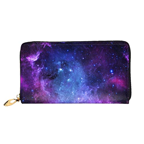 XqmarT Purple Blue Universe Wallets, große Kapazität, für Herren und Damen, Geldbörsen, Kreditkarten, Mikrofaser-Leder-Geldbörse von XqmarT