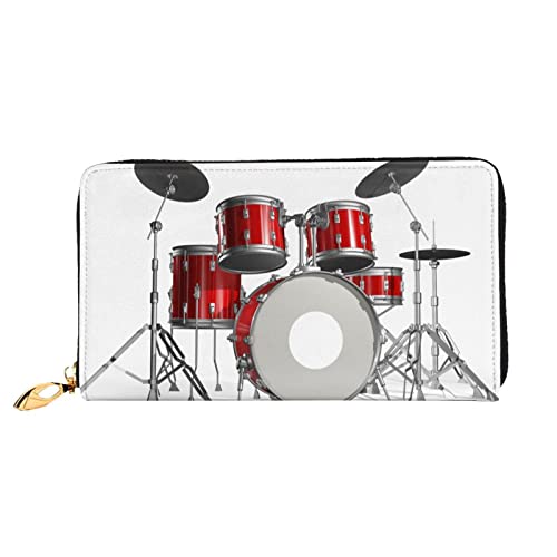XqmarT Rock Jazz Musical Drum-Geldbörsen, große Kapazität, für Herren und Damen, Geldbörsen, Kreditkarten-Geldbörse aus Mikrofaser-Leder von XqmarT