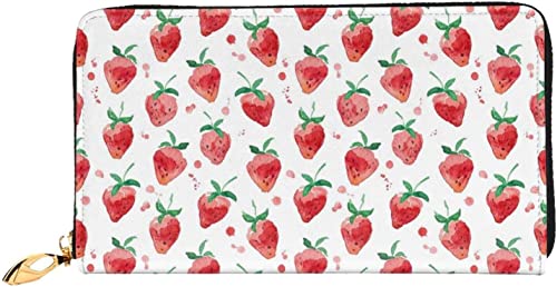 XqmarT Strawberry Wallets, große Kapazität, für Herren und Damen, Geldbörsen, Kreditkarten, Mikrofaser-Leder-Geldbörse von XqmarT