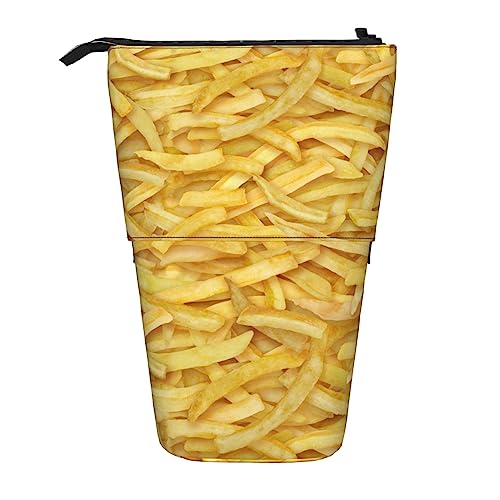 XqmarT Teleskop-Federmäppchen mit Pommes Frites, Standstifthalter mit Reißverschluss, Make-up-Tasche, Bleistiftbeutel, Stifttasche von XqmarT