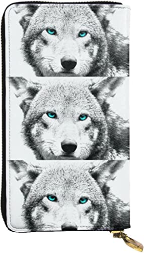 XqmarT Wolf White Wallets, große Kapazität, für Herren und Damen, Geldbörsen, Kreditkarten, Mikrofaser-Leder-Geldbörse von XqmarT