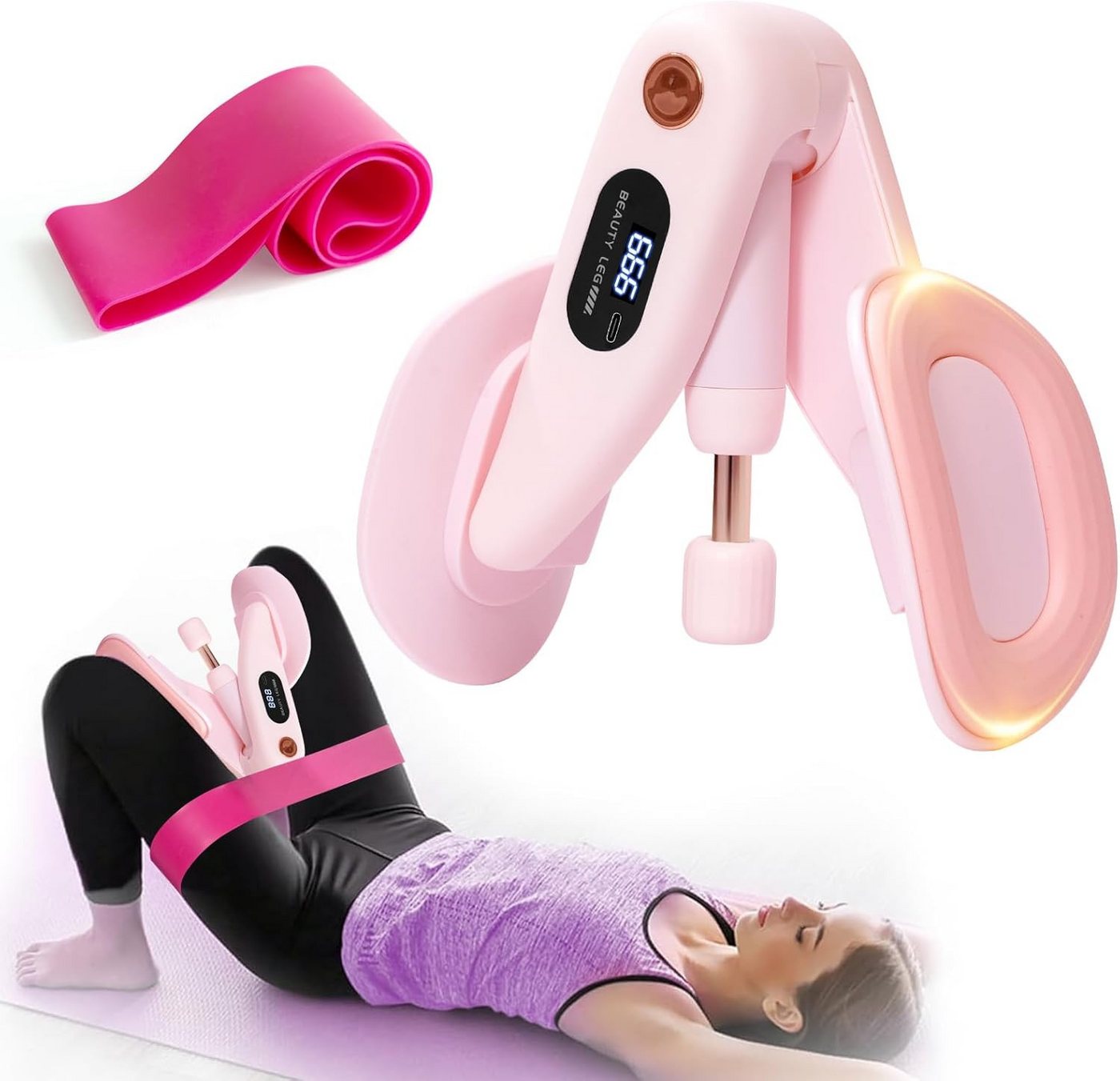 Xruiy Beckenbodentrainer & Beintrainer für Damen mit 360°-Drehfunktion–Oberschenkeltrainer mit, mit LED-Anzeige & verstellbarem Widerstand für Home-Workout von Xruiy