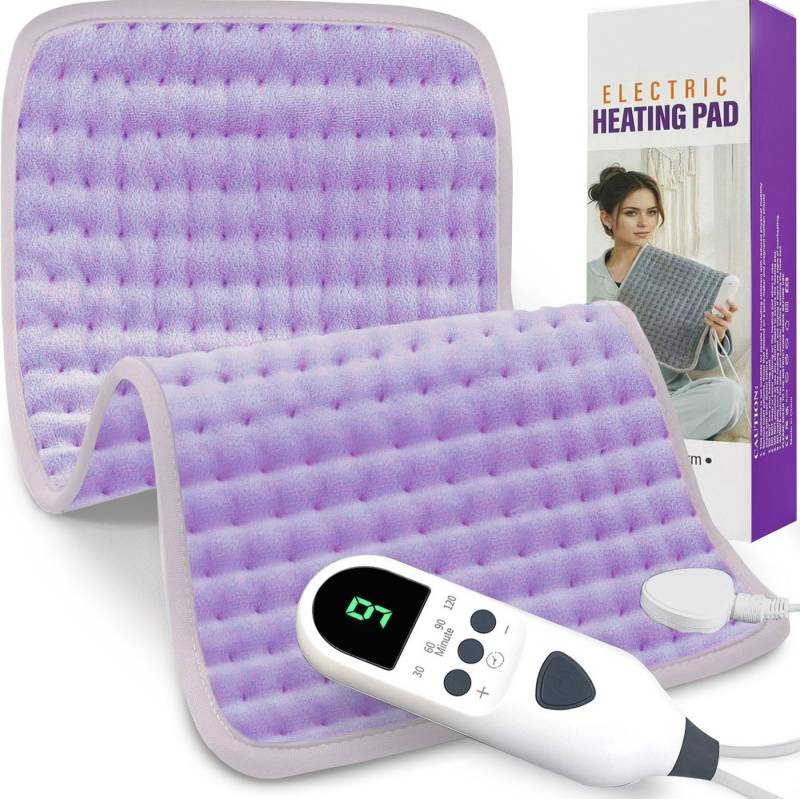 Xruiy Heizkissen mit 9 Heizstufen (25-65°C) & 4 Timer (30-120 Min), Wärmekissen mit Abschaltautomatik, LED Display Maschinenwaschbarer, Kristallflor (30x60 cm) für Rücken, Schulter, Bauch, Nacken von Xruiy