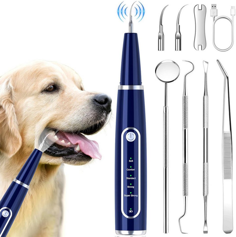 Xruiy Zahnpflege-Set Ultraschall-Zahnreiniger für Hunde/Katzen, 8-tlg., 5 Modi & 3 Köpfe, IPX7 wasserdicht (1500mAh)​ von Xruiy